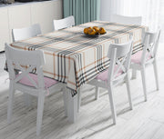 Krem Renkte Ekose Desenli Dekoratif Leke Tutmaz Masa Örtüsü Bonvagon