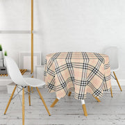 Krem Zeminli Ekose Desenli Dekoratif Leke Tutmaz Masa Örtüsü Bonvagon