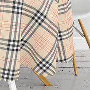 Krem Zeminli Ekose Desenli Dekoratif Leke Tutmaz Masa Örtüsü Bonvagon