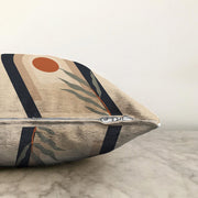 Krem Zeminli Minimal Çizimli Dijital Baskılı Modern Raşel Kadife Yastık Kırlent Kılıfı Bonvagon