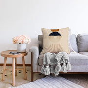 Krem Zeminli Minimalist Tasarımlı Dijital Baskılı Dekoratif Raşel Kadife Yastık Kırlent Kılıfı Bonvagon