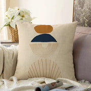 Krem Zeminli Minimalist Tasarımlı Dijital Baskılı Dekoratif Raşel Kadife Yastık Kırlent Kılıfı Bonvagon