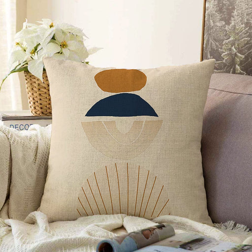 Krem Zeminli Minimalist Tasarımlı Dijital Baskılı Dekoratif Raşel Kadife Yastık Kırlent Kılıfı Bonvagon