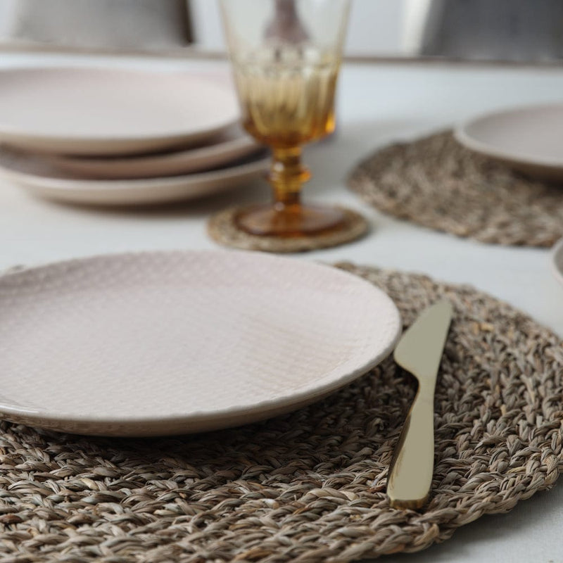 Kumlu Krem Rölyefli Pasta Tabağı 21cm 6 Adet