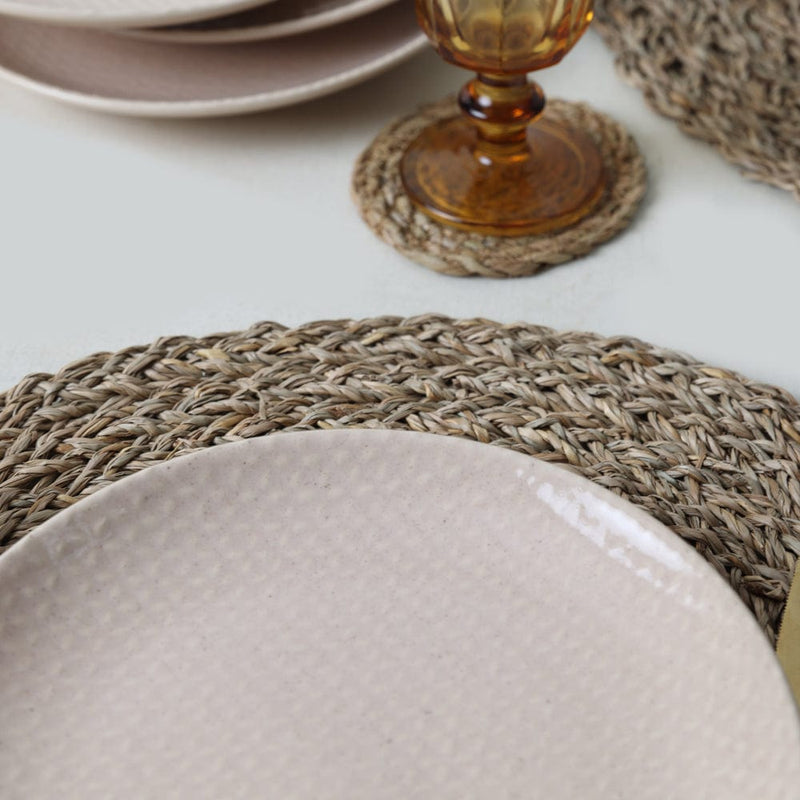 Kumlu Krem Rölyefli Pasta Tabağı 21cm 6 Adet