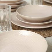 Kumlu Krem Rölyefli Yemek Takımı 18 Parça 6 Kişilik Bonvagon