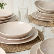 Kumlu Krem Rölyefli Yemek Takımı 18 Parça 6 Kişilik Bonvagon