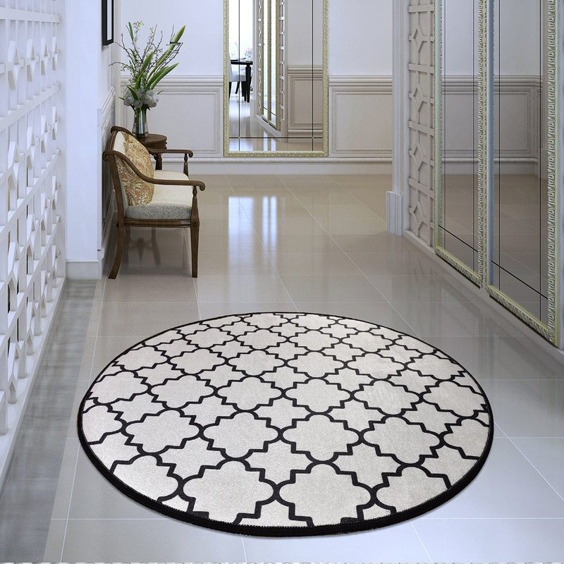 Kupa Beyaz Dekoratif Dijital Baskılı Halı, Kaymaz Taban, Yıkanabilir Bonvagon