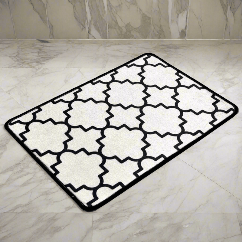 Kupa Beyaz Dijital Baskılı 40x60cm Banyo Paspas ve Halısı, Kaymaz Taban, Yıkanabilir Bonvagon