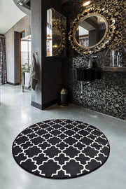 Kupa Siyah Dijital Baskılı 100cm Banyo Halısı, Kaymaz Taban, Yıkanabilir Bonvagon