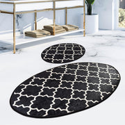 Kupa Siyah Dijital Baskılı 2li Set Banyo Halısı, Kaymaz Taban, Yıkanabilir Bonvagon