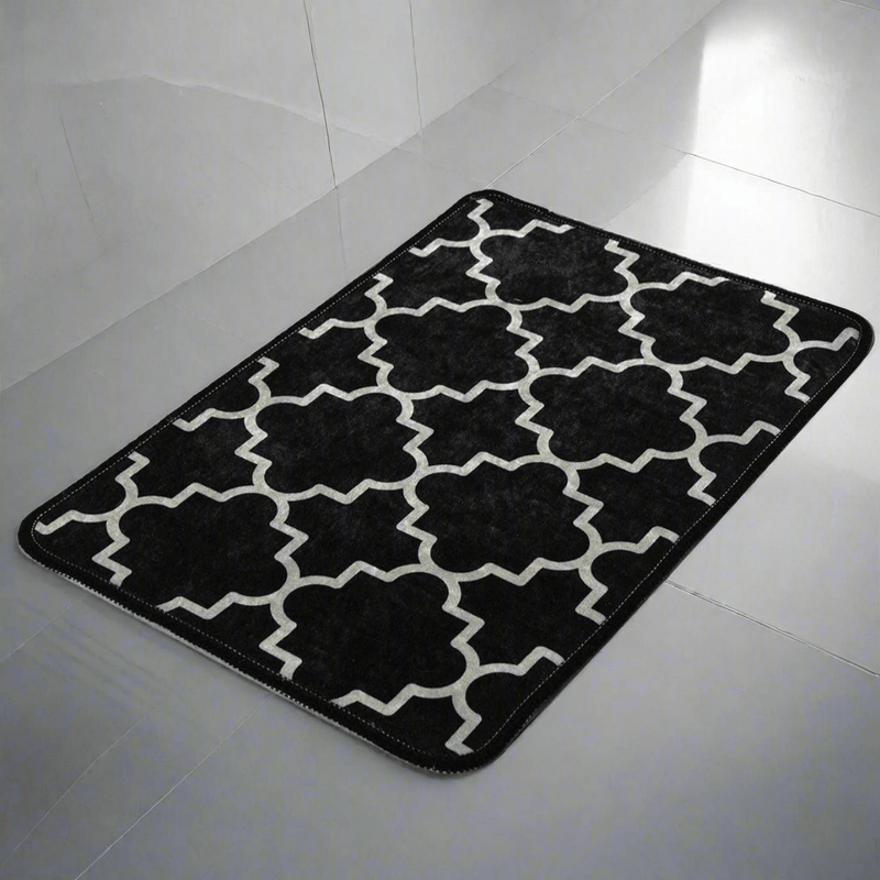 Kupa Siyah Dijital Baskılı 40x60cm Banyo Paspas ve Halısı, Kaymaz Taban, Yıkanabilir Bonvagon