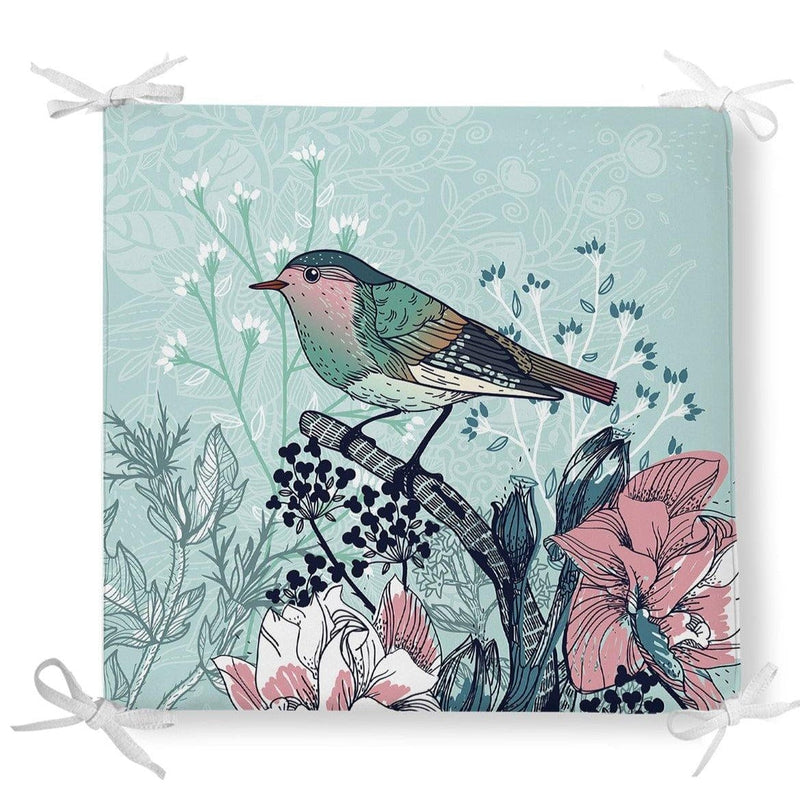 Kuş Resimli Fermuarlı Sandalye Minderi 40x40cm Bonvagon