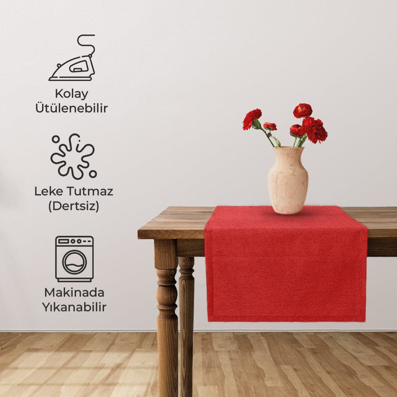 La Table Leke Tutmaz Runner Kırmızı 50x170cm Bonvagon