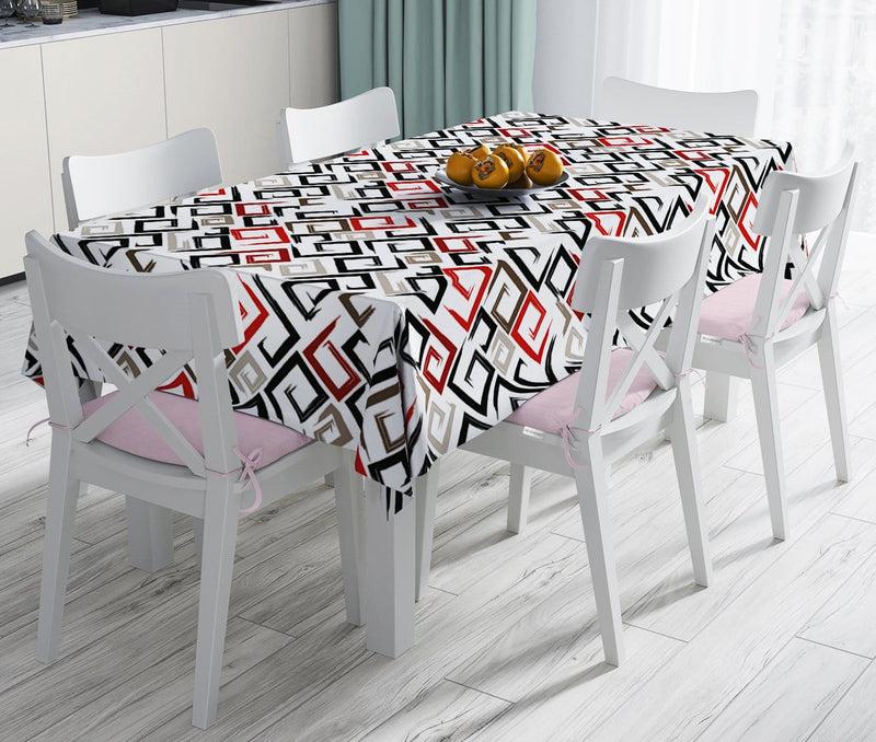 Labirent Çizimli Modern Dijital Baskılı Leke Tutmaz Masa Örtüsü Bonvagon