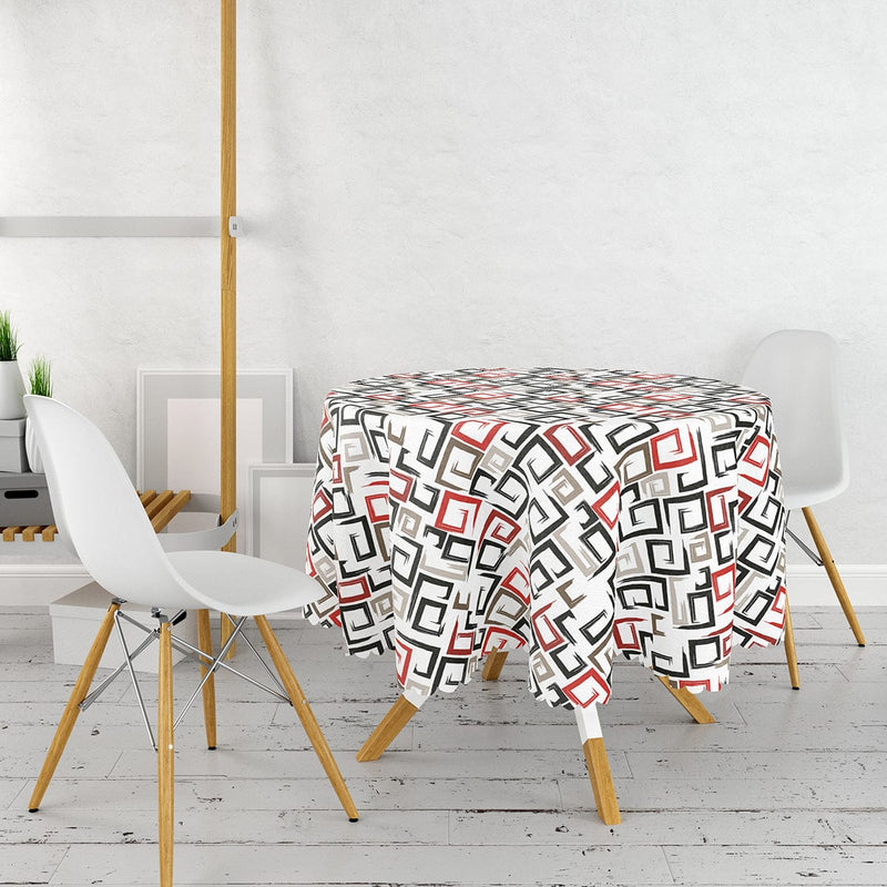 Labirent Çizimli Modern Dijital Baskılı Leke Tutmaz Masa Örtüsü Bonvagon