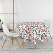 Labirent Çizimli Modern Dijital Baskılı Leke Tutmaz Yuvarlak Masa Örtüsü Bonvagon