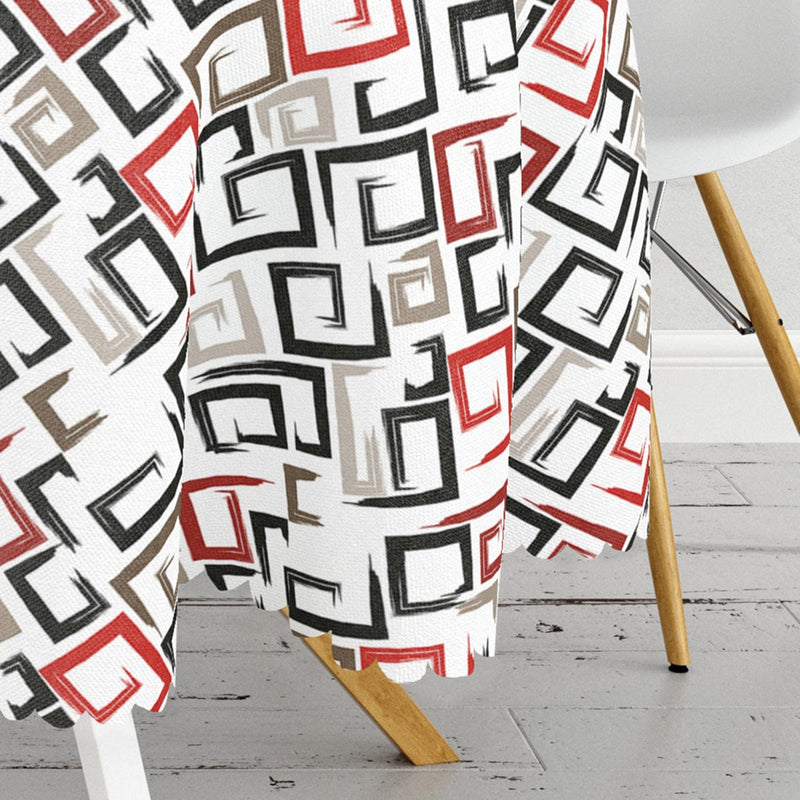 Labirent Çizimli Modern Dijital Baskılı Leke Tutmaz Yuvarlak Masa Örtüsü Bonvagon