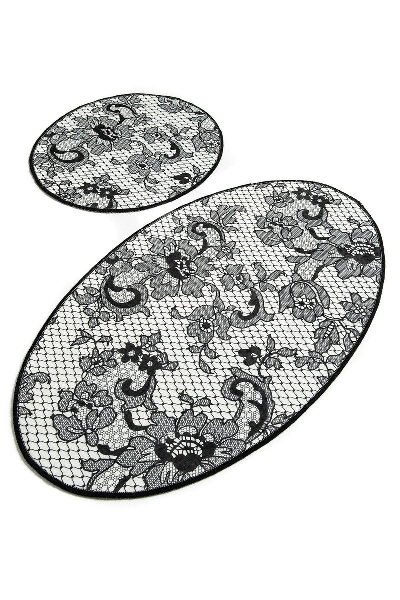 Lace 2li Set Dijital Baskılı Banyo Halısı, Kaymaz Taban, Yıkanabilir Bonvagon