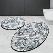 Lace 2li Set Dijital Baskılı Banyo Paspas ve Halısı, Kaymaz Taban, Yıkanabilir Bonvagon