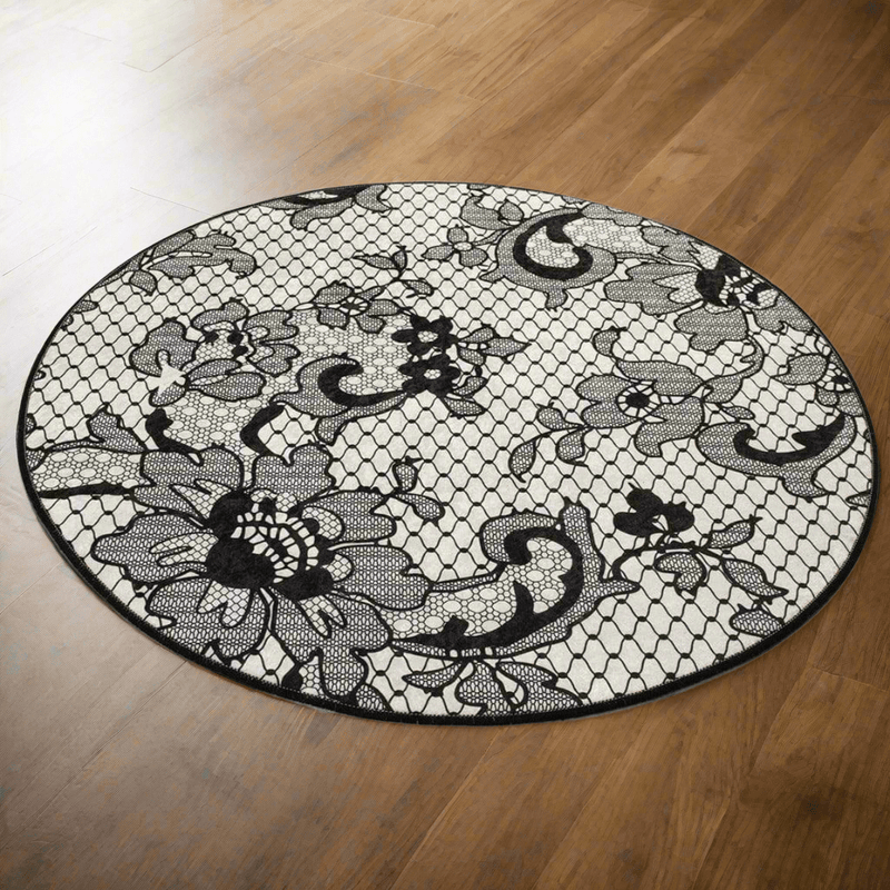 Lace Çap 100cm Dijital Baskılı Banyo Paspas ve Halısı, Kaymaz Taban, Yıkanabilir Bonvagon