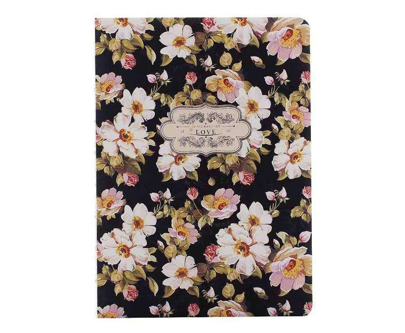 Lacivert Beyaz Çiçekli Defter Bonvagon