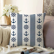 Lacivert Denizci Motifleri Dijital Baskılı Raşel Kadife Yastık Kırlent Kılıfı Bonvagon