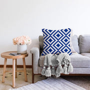 Lacivert Geometrik Çizimli Dijital Baskılı Modern Şönil Yastık Kırlent Kılıfı Bonvagon