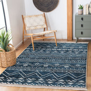 Lacivert İskandinav Motifli Etnik Desenli Geometrik Etnik Motifler Koridor Antre Salon Oturma Odası Dijital Baskılı Makinede Yıkanabilir Saçaklı Halı Bonvagon