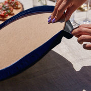 Lacivert Mery Christmas Geyik Motifli Üçgen Püsküllü Runner 1 Adet & 6 Adet Lacivert Renkli Supla Bonvagon