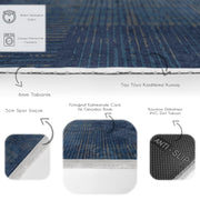 Lacivert Örgü Motifli Dijital Baskılı Makinede Yıkanabilir Saçaklı Halı Bonvagon