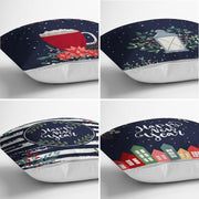 Lacivert Renkli Happy New Year Temalı Dijital Baskılı Modern 4lü Kırlent Kılıfı Seti Bonvagon