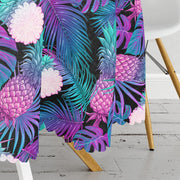 Lacivert Tropikal Desenli Dijital Baskılı Leke Tutmaz Masa Örtüsü Bonvagon