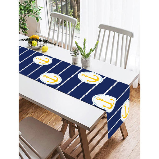 Lacivert Zemin Üzerinde Çapa Çizimli Dijital Baskılı Özel Tasarım Süet Runner Bonvagon