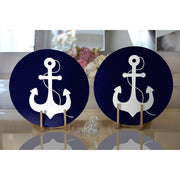 Lacivert Zeminli Çapa Desenli 2li Yuvarlak Amerikan Servisi - Supla Bonvagon