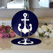 Lacivert Zeminli Çapa Desenli 2li Yuvarlak Amerikan Servisi - Supla Bonvagon