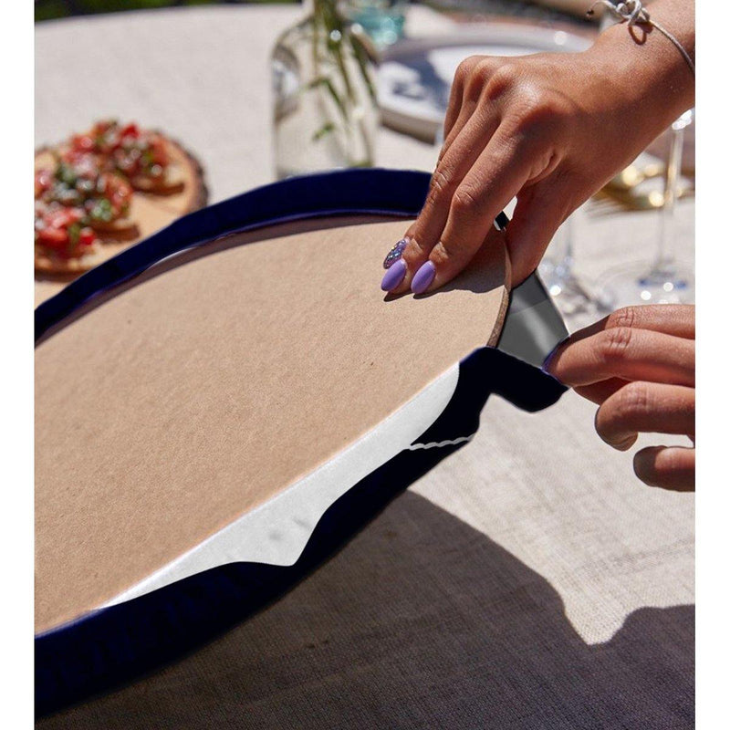 Lacivert Zeminli Çapa Desenli 2li Yuvarlak Amerikan Servisi - Supla Bonvagon