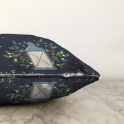 Lacivert Zeminli Özel Tasarımlı Dijital Baskılı Dekoratif Raşel Kadife Yastık Kırlent Kılıfı Bonvagon