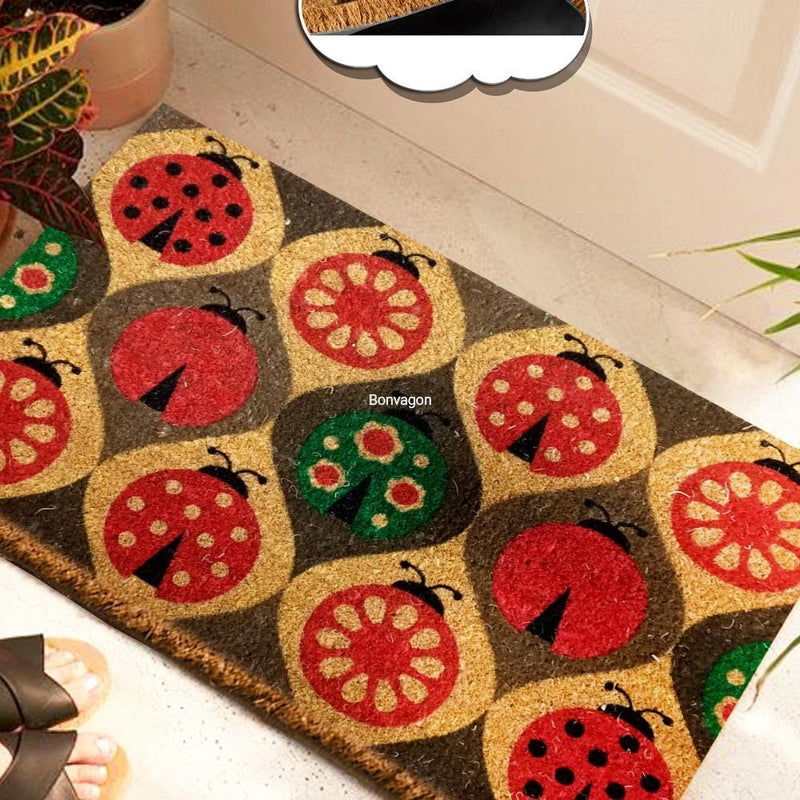 Lady Bug Doğal Koko Hindistan Cevizi Kapı Önü Paspas 60x40cm Bonvagon