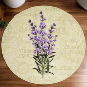 Lavender Dijital Baskılı Çap100cm Banyo Paspas ve Halısı, Kaymaz Taban, Yıkanabilir Bonvagon
