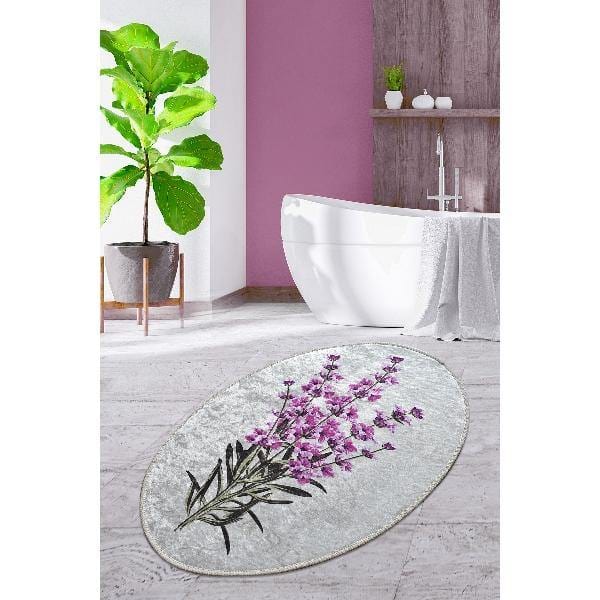 Lavender Oval 60x90cm Dijital Baskılı Halı, Kaymaz Taban, Yıkanabilir Bonvagon