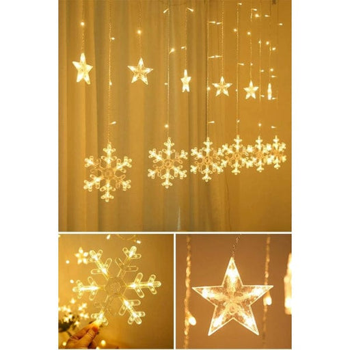 LED Işıklarıyla Kar Tanesi Perde Bonvagon