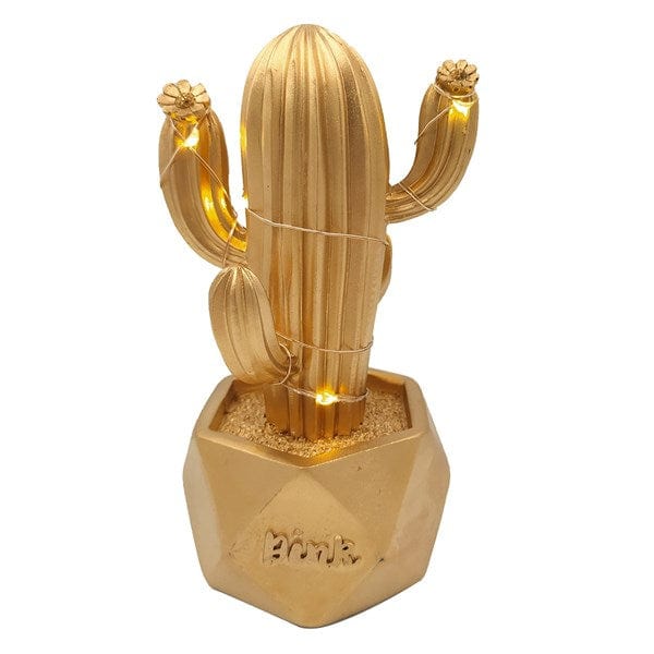 Led Işıklı Sevimli Kaktüs Dekoratif Masa Lambası Mini Biblo Gece Lambası-GOLD Bonvagon