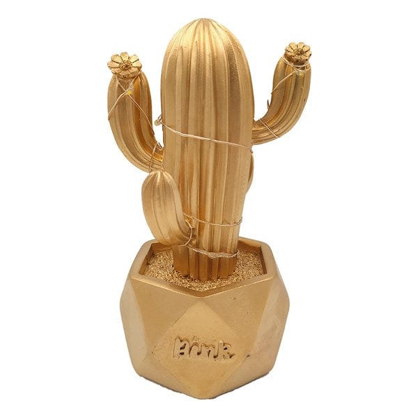 Led Işıklı Sevimli Kaktüs Dekoratif Masa Lambası Mini Biblo Gece Lambası-GOLD Bonvagon