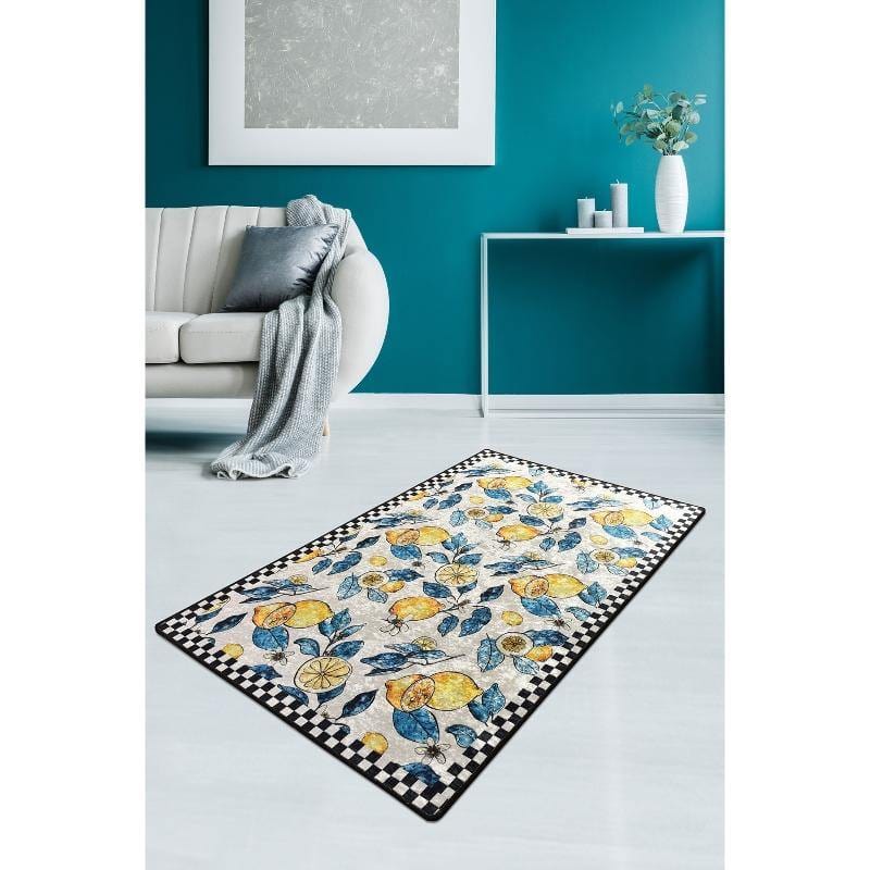 Lemon Dijital Baskılı Mutfak Halısı, Kaymaz Taban, Yıkanabilir Bonvagon