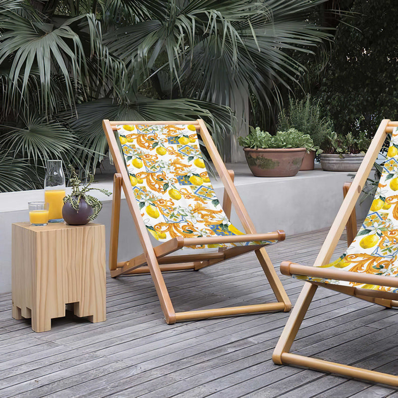 Lemon Katlanabilir Şezlong Katlanır Ahşap Lounge Chair