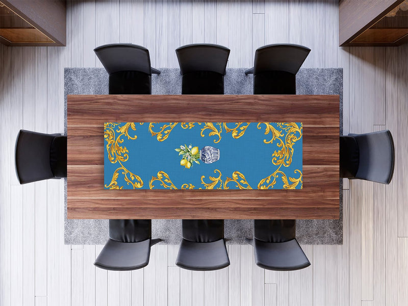 Lemon Tree Blue İnce Keten Runner 140x45cm