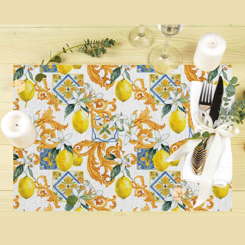 Lemons 4'lü İnce Keten Kumaş Amerikan Servisi 50x35cm Bonvagon