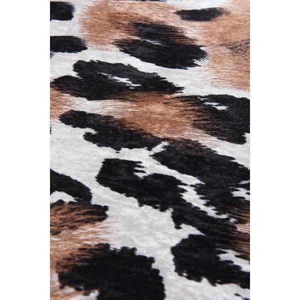 Leopar Dijital Baskılı 100cm Banyo Halısı, Kaymaz Taban, Yıkanabilir Bonvagon