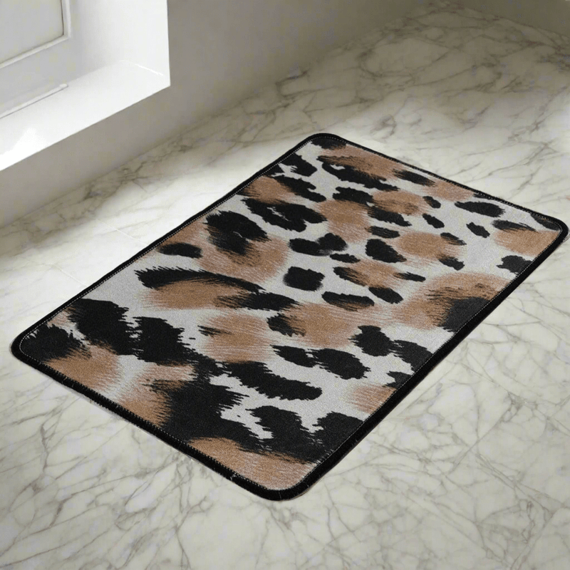 Leopar Dijital Baskılı 40x60cm Banyo Paspas ve Halısı, Kaymaz Taban, Yıkanabilir Bonvagon